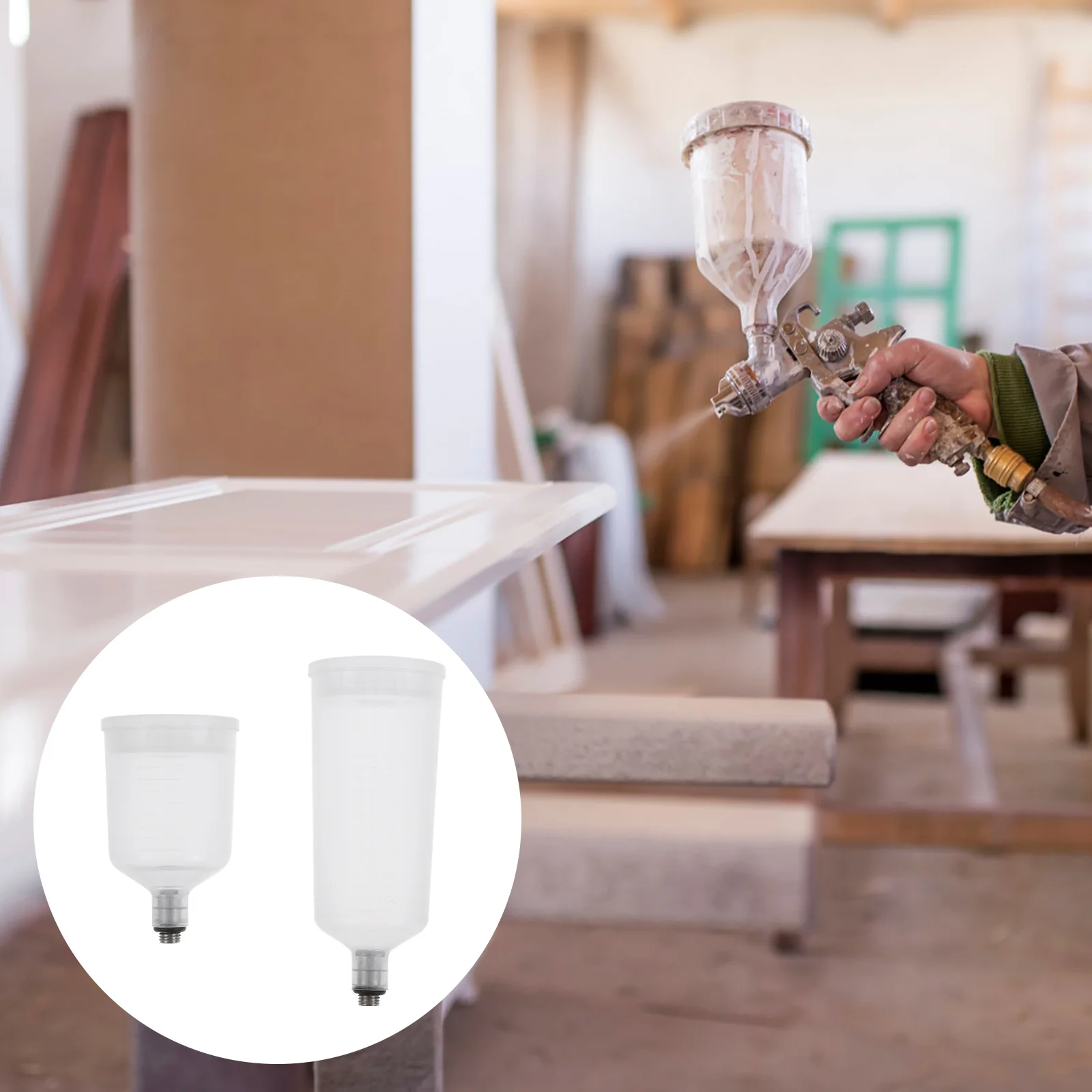 

2 PCS Airbrush Pot Bottles Replaceable Pigment Cup Split-type Clear Container Spray Dismountable Holder Refillable