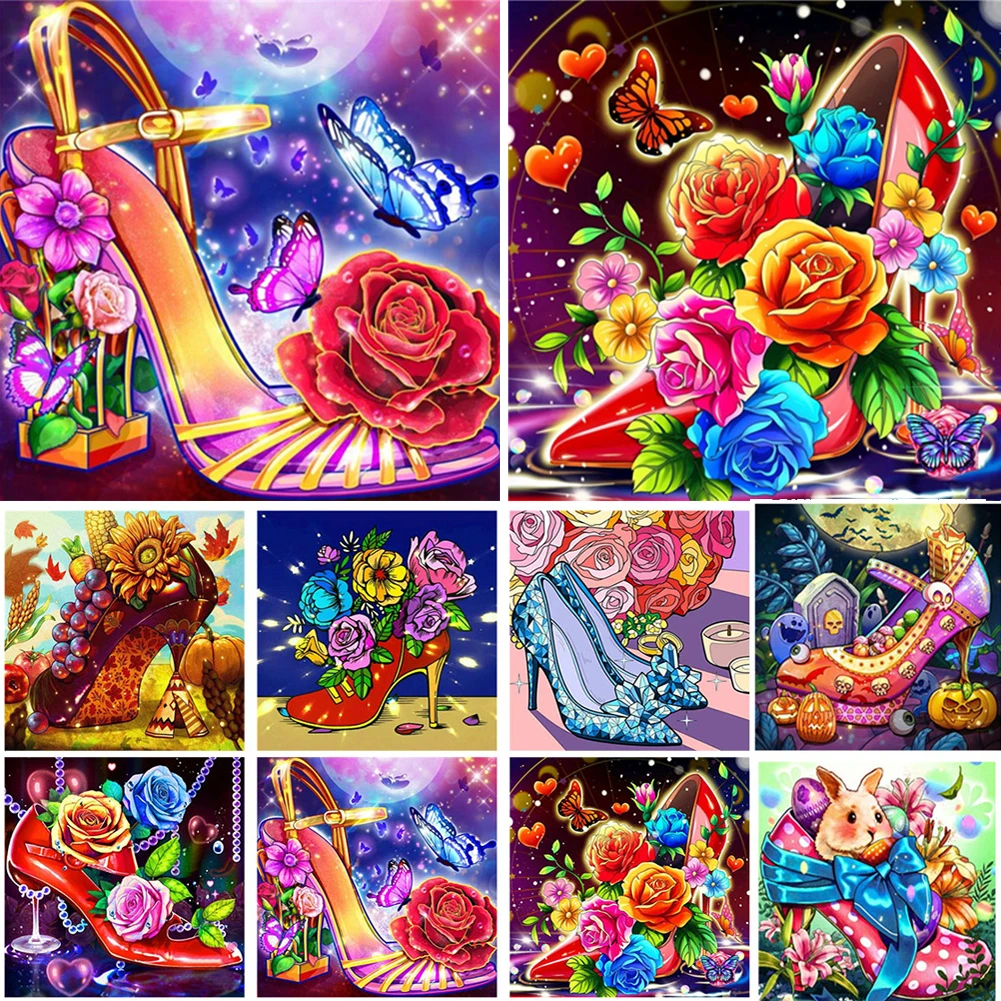 

Алмазная живопись 5D "сделай сам", туфли на высоких каблуках, искусство, наборы для вышивки крестиком, домашний декор, Новое поступление 2023
