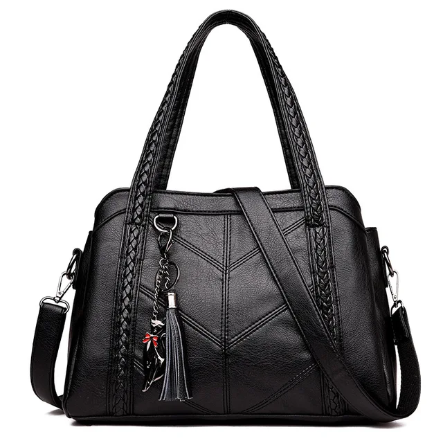 Women Handbag Leather Tote Bags Tassel Luxury Women Shoulder Bags Ladies Leather Handbags Women Fashion Bags Bolsa Feminina 2