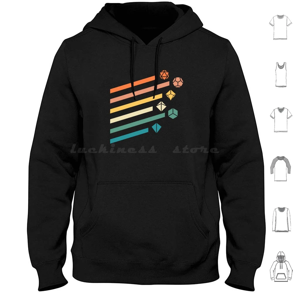 

Retro Rainbow Polyhedral Dice Set Colors Tabletop Rpg Hoodie cotton Long Sleeve And Dnd D And D D D Pathfinder Vox Master Dm