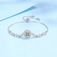trendy platinum plated silver 925 1ct d color vvs1 round moissanite bracelets for women girls jewelry birthday gift with gra