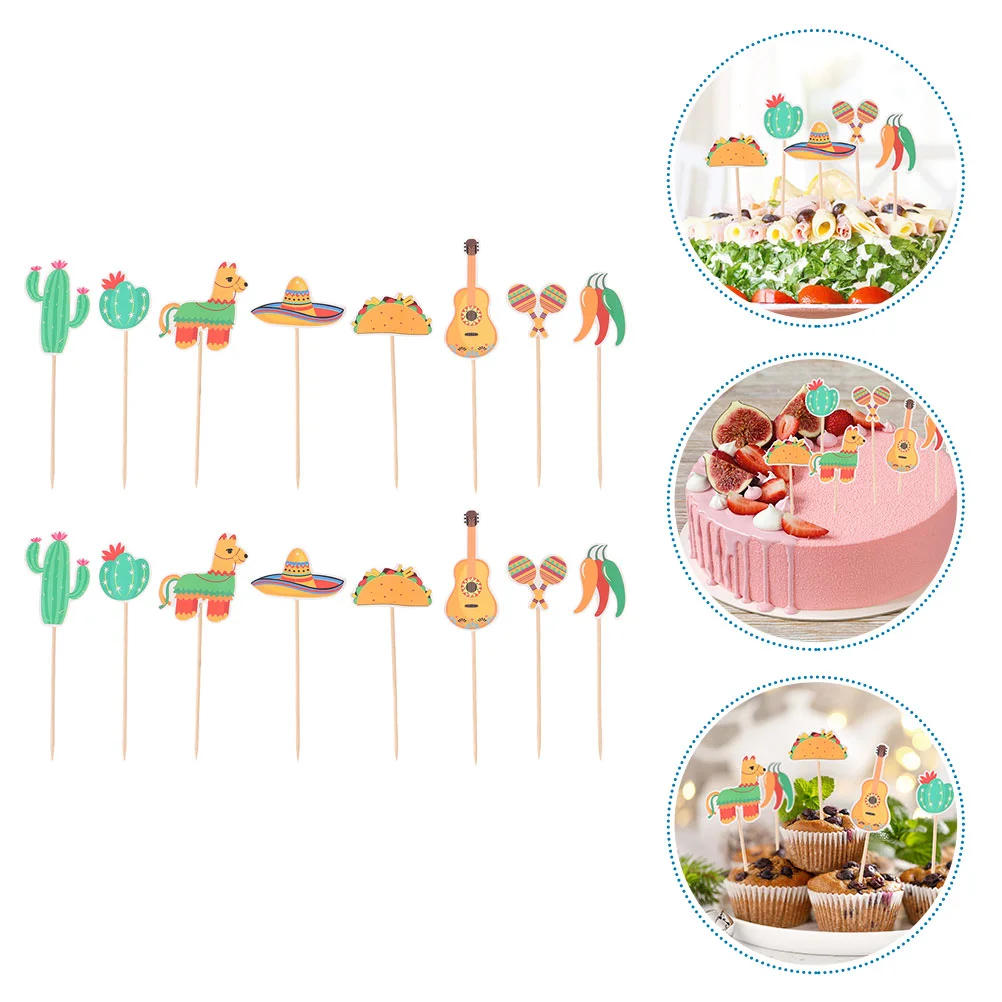 

Mexican Cupcake Party Fiesta Toppers Decorations Cake Theme Supplies Taco Decoration Cinco Mayo De Cactus Topper Picks Birthday