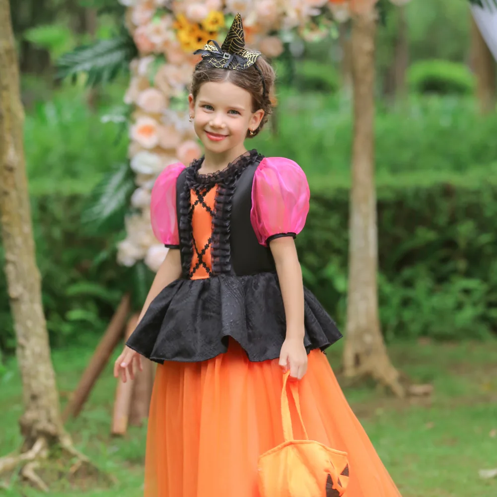 Price BunnyLuLu Vestido largo de Halloween para niños, vestido de princesa para niñas, tutú, bolsos y sombreros