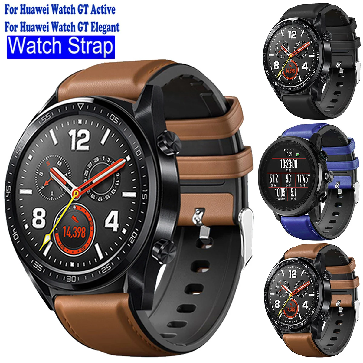 

Brand New Leather & Silicone Watch Band Strap For Huawei Watch GT/2 Pro-Brown