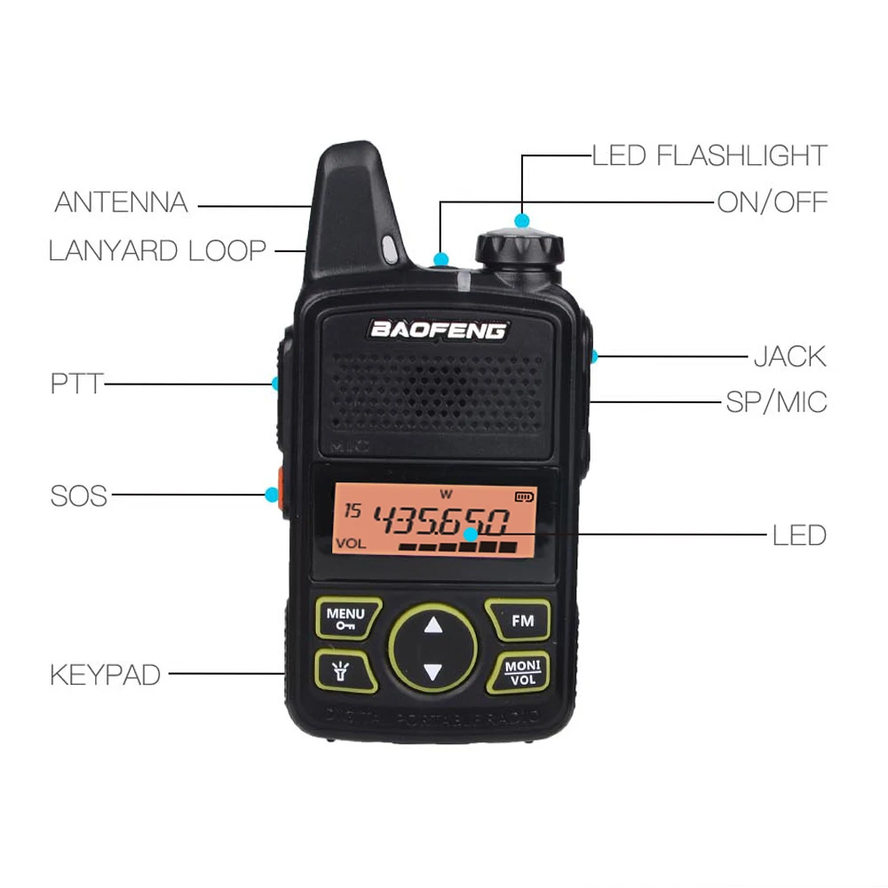 Mini Two-way Radio Baofeng BFT1 Walkie Talkie T1 Portable Ham Radio HF Transceiver BF-T1 Handy Kids UHF Radio Wireless Intercom