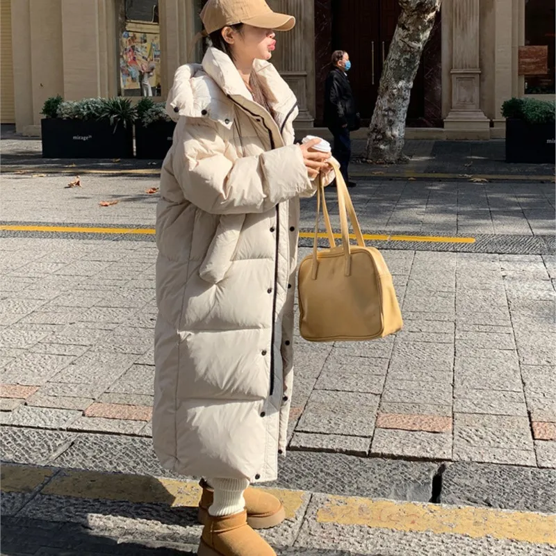 Johnature Winter New Hooded White Duck Down Long Warm Jacket 2024 Xin Korean Loose Thicken Women Coats