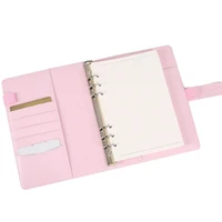 new pu clip on notebook a5a6 binder 6 rings leather loose leaf notebook cover spiral binder macaron color kawaii stationery