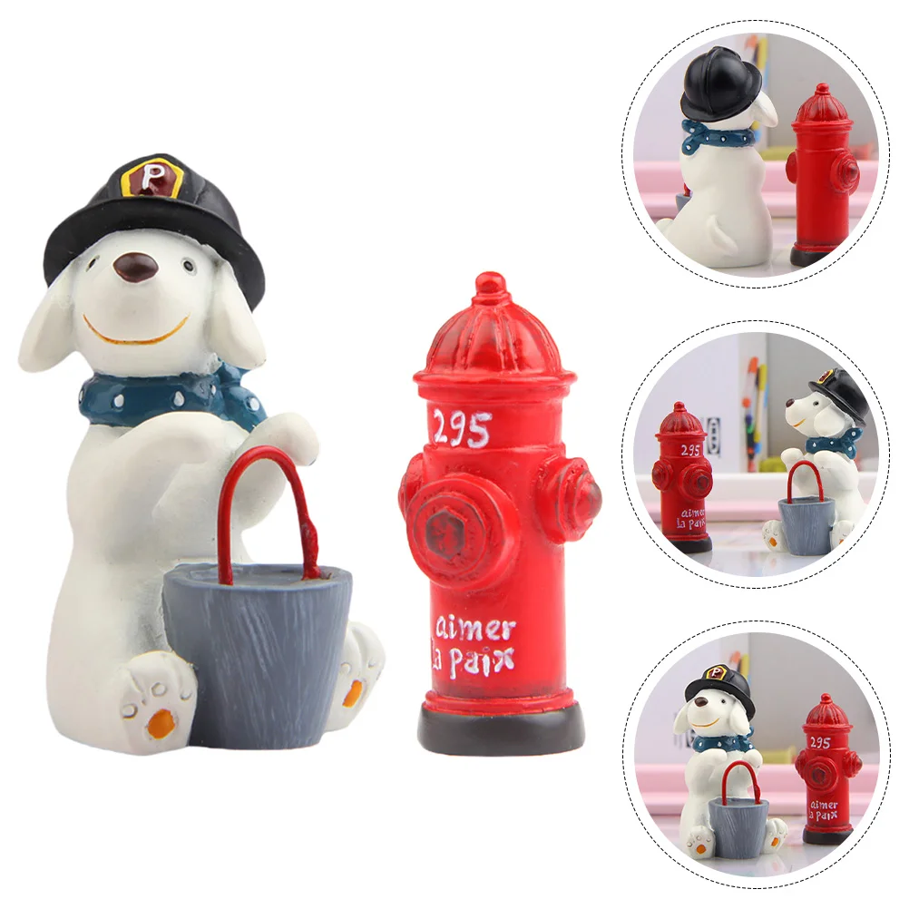 

Ornament Crafts Novelty Puppy Sculpture Succulents Small Dog Playset Resin Dog Statue Ornament Dog Fire Hydrant Pee Post Office