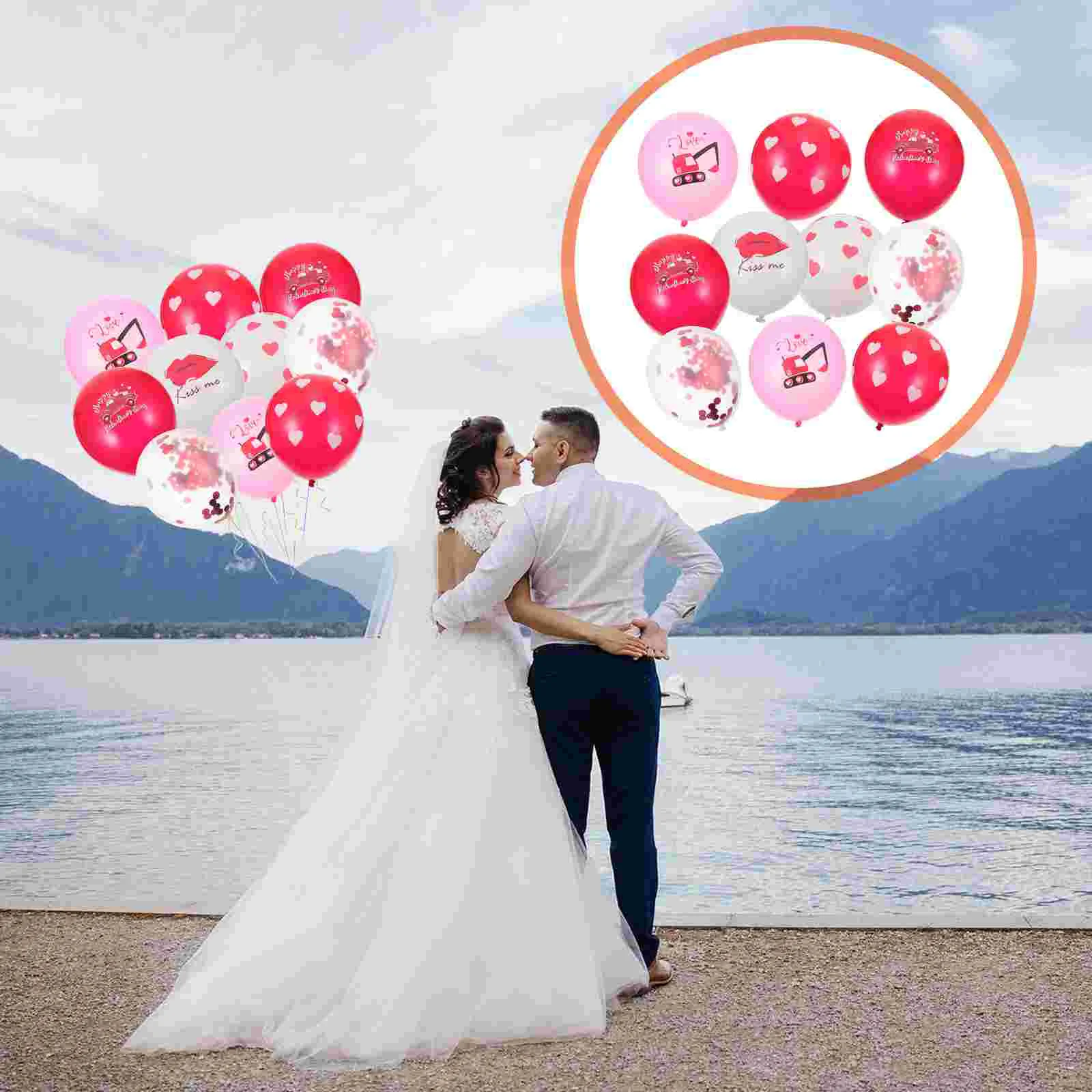 

12pcs Valentine's Day Adornment Valentine's Day Layout Props Wedding Party Balloons for Home Valentine's Day