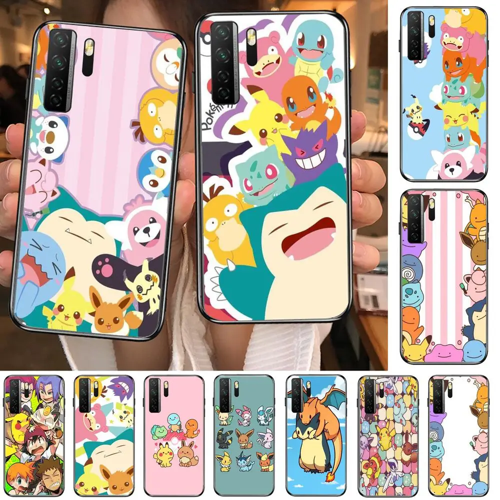 

kawaii lovely Pokemon Black Soft Cover The Pooh For Huawei Nova 8 7 6 SE 5T 7i 5i 5Z 5 4 4E 3 3i 3E 2i Pro Phone Case cases