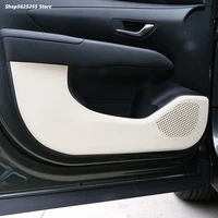 car door anti kick pads for hyundai tucson 2021 2022 accessories carbon fiber leather interior door co pilot protection sticker