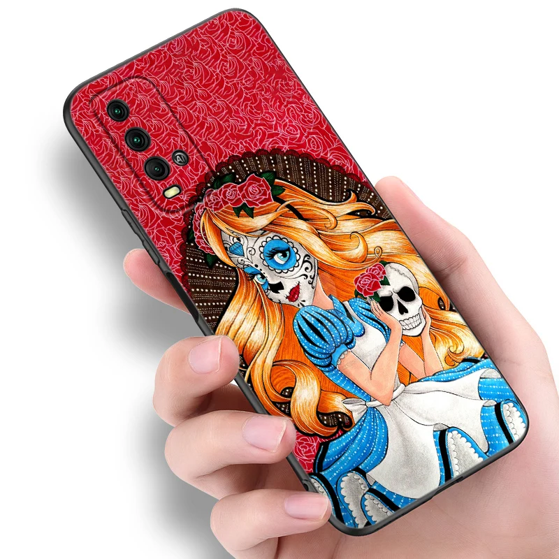 Черный чехол для телефона с тату-принцессой Xiaomi Redmi 11 Prime 11A 12C 13C A1 A2 Plus A3X 12 13 4G 10 13R 5G