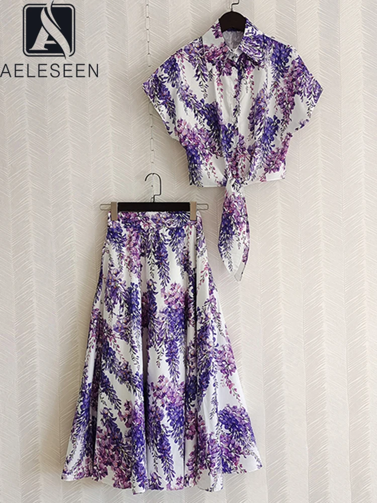 AELESEEN подиумный новый летний сицилийский комплект женский фиолетовый короткий