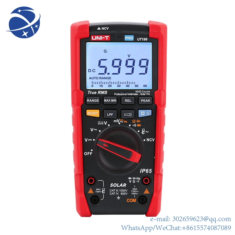 

yyhc UNI-T UT196 1700V DC True RMS Professional Multimeter Solar Pro 3000A AC current with an external current clamp sensor