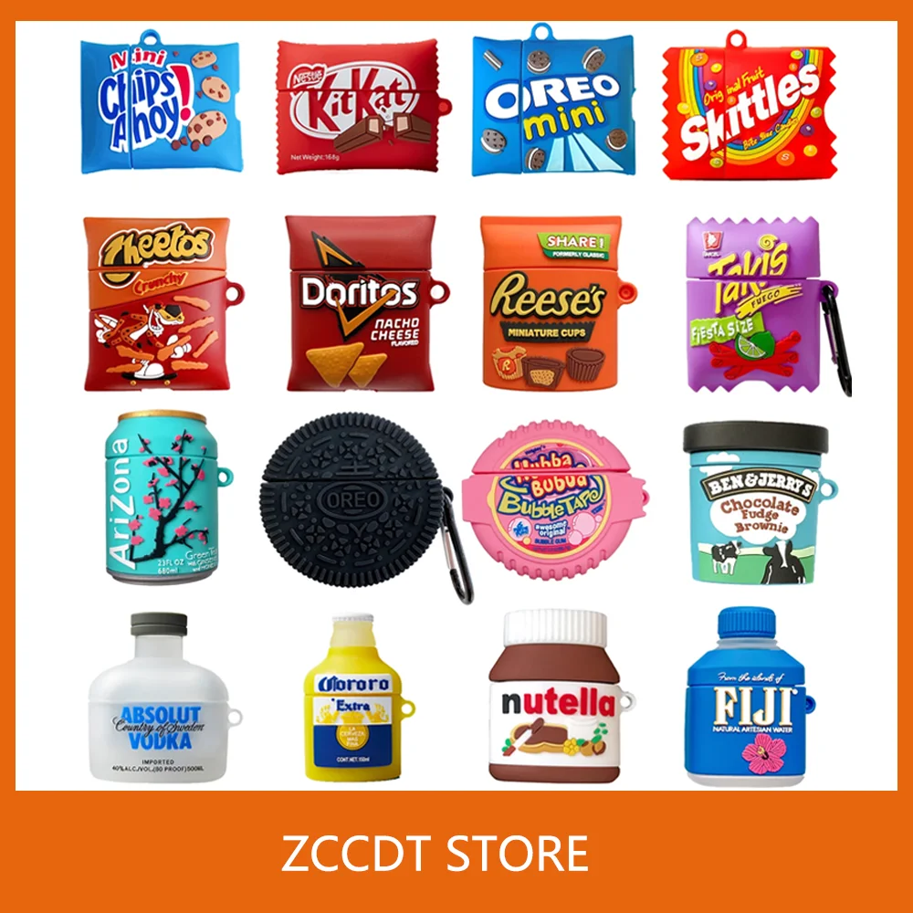 

3D Cute Earphone Case For Apple Airpods 2 3 Pro Case Snack Bag Silicone Cute Earphone Cover for AirPods Pro Headphones Cover