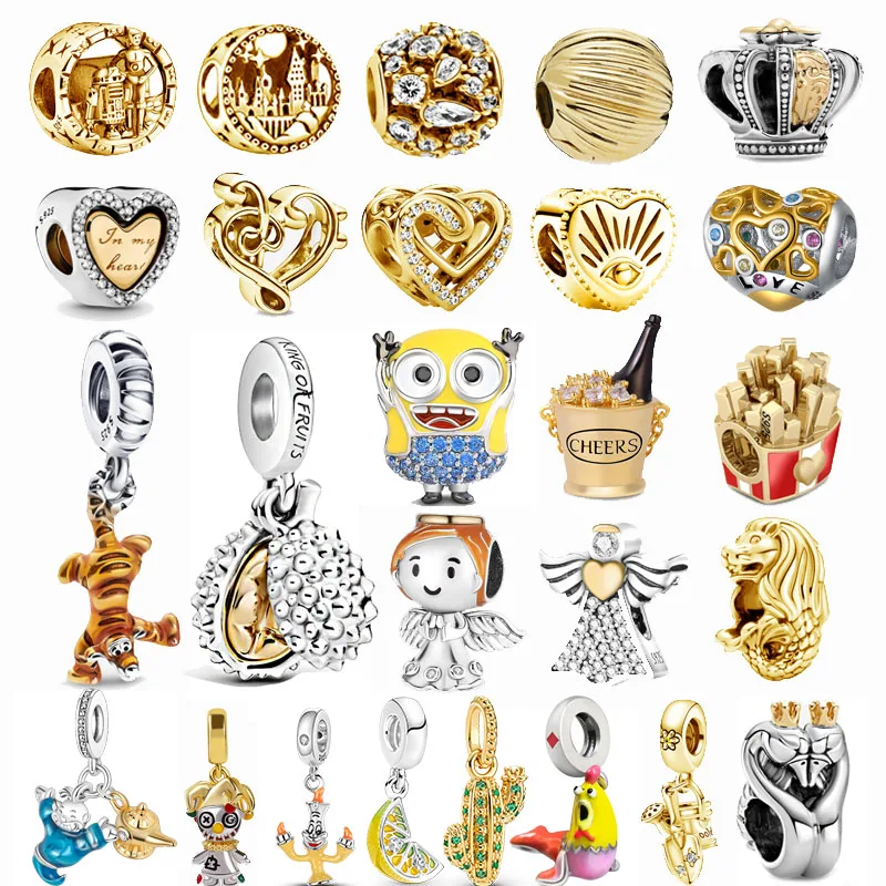 

Новинка лета 2022, подвеска в виде лимонного кактуса, Золотого сердца, подходят для браслетов Pandora, Женские Ювелирные изделия «сделай сам» в по...