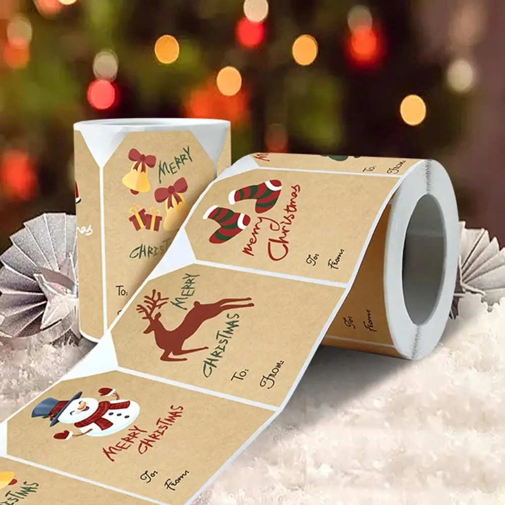 

Durable 1 Roll Popular DIY Package Stickers Eco-friendly Label Tag Charming for Festival