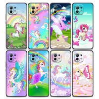phone case for xiaomi mi 11 lite 5g ne 11i 11x 11t 12 pro poco f1 f3 x3 gt x4 nfc pro cases cover cartoon rainbow unicorn animal