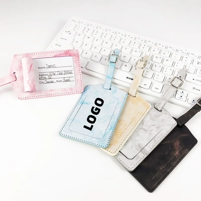 

Подвеска для багажа с текстурой под мрамор из ПУ кожи, может указать имя и контактную информацию, логотип компании на заказ