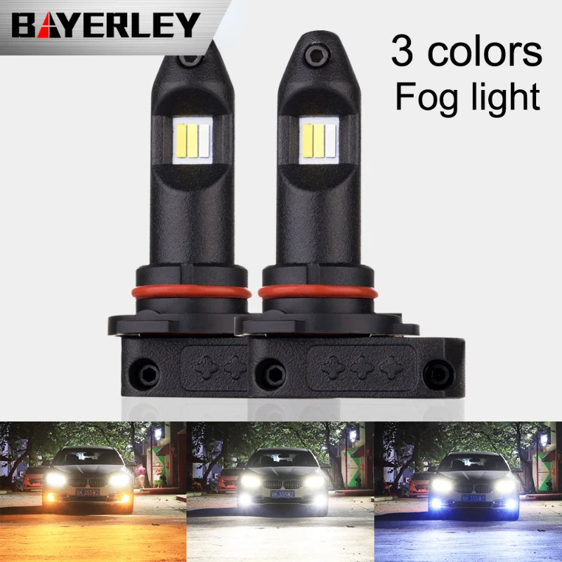 

New 3 Color Fog Lights Led Light Bulb White Yellow Tricolor Blue H11 H9 H8 Psx24 9006 9005 Fog Light Bulb H11 Led Headlight