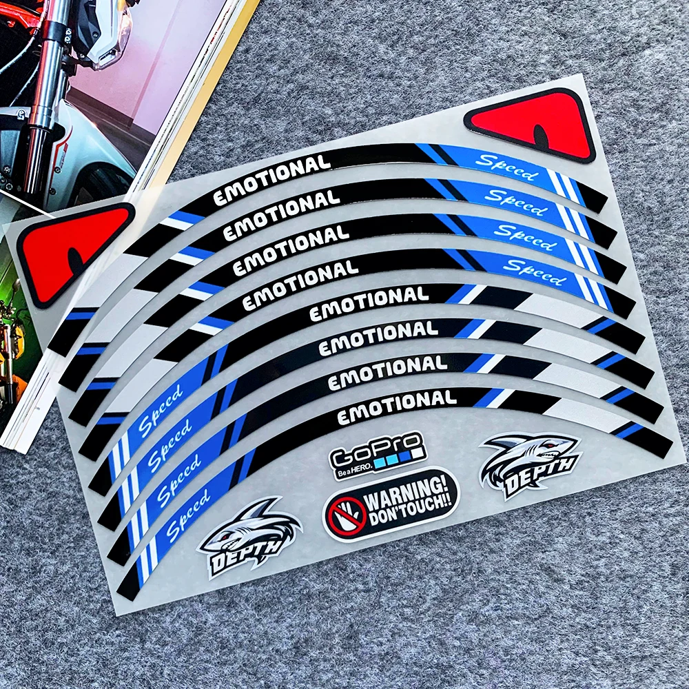 

8 шт., универсальные наклейки на колеса мотоцикла, 10 дюймов, 12 дюймов, 13 дюймов, 14 дюймов