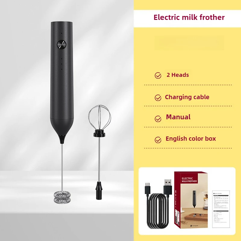 

2в1 вспениватель молока USB перезаряжаемый электрический венчик для взбивания яиц венчик миксер для кофе двойная головка вспениватели молока мешалка для выпечки пищевой блендер