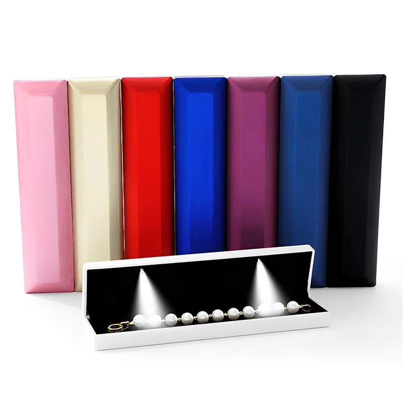 Светодиодная длинная шкатулка для ожерелий. Подарочная коробка ювелирных