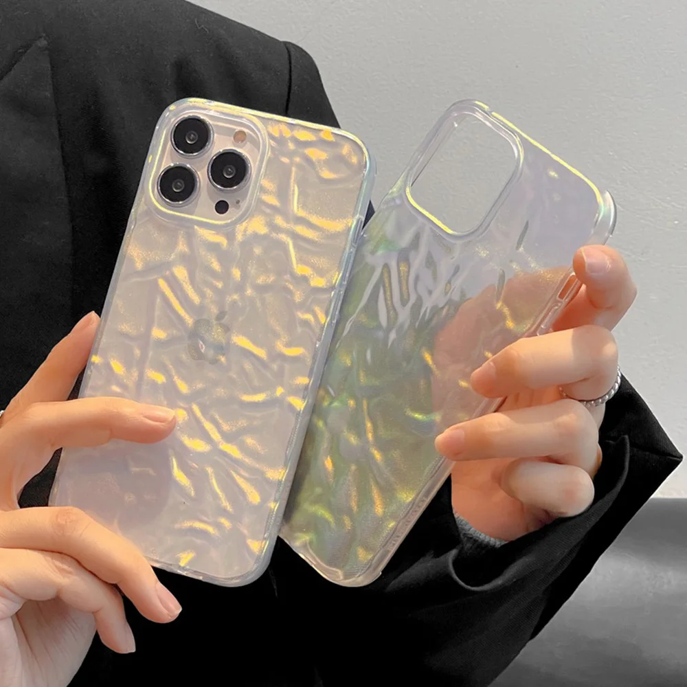 Fashion Mobile Phone Case For iPhone 13 14 11 12 Pro Max Mini XR X XS 7 8 Plus SE 3D Pleats Skin Anti-Shock Side Soft TPU Cover