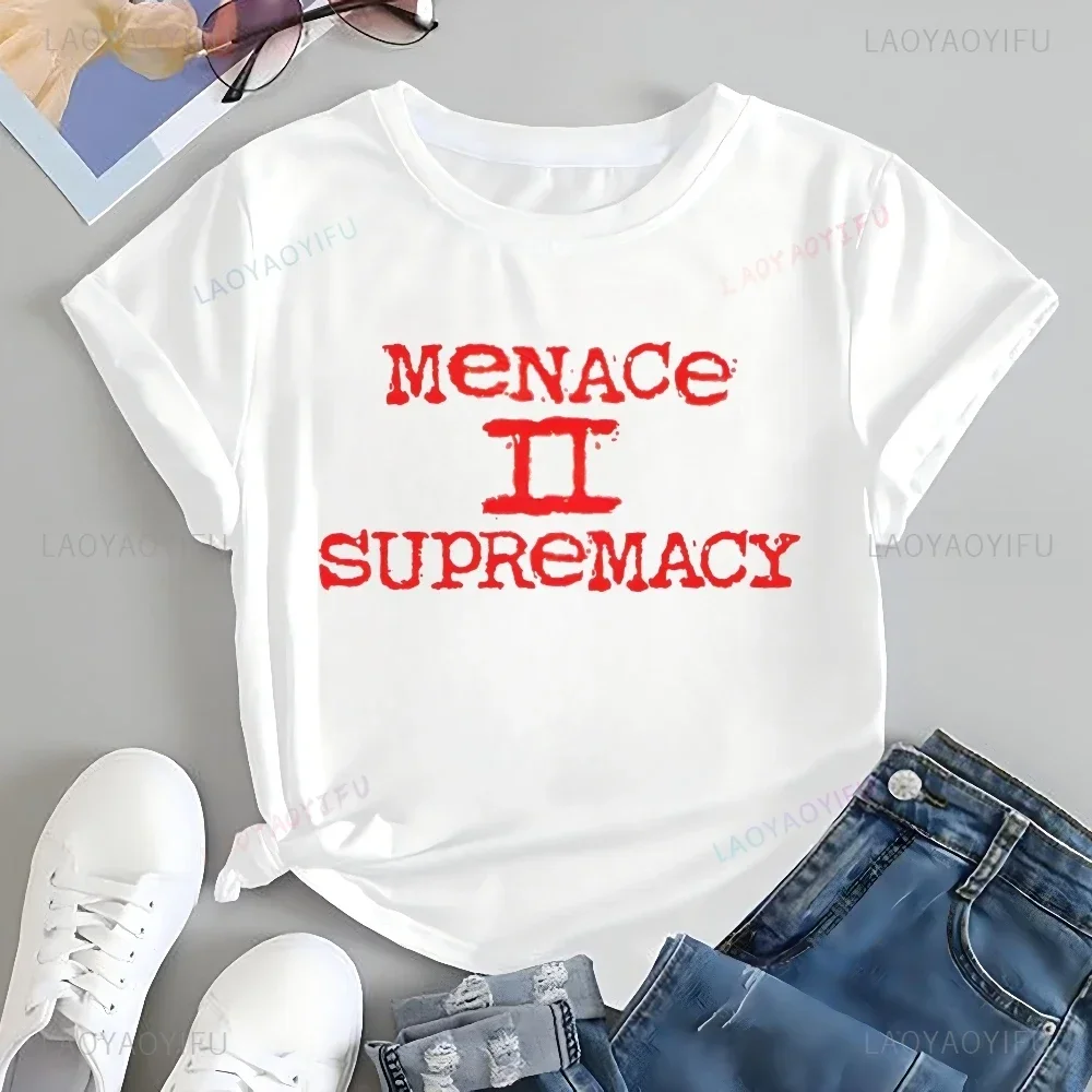 Футболка с принтом Film MeNACe SOCIEtY 2 нейтральный тренд рубашка унисекс короткими