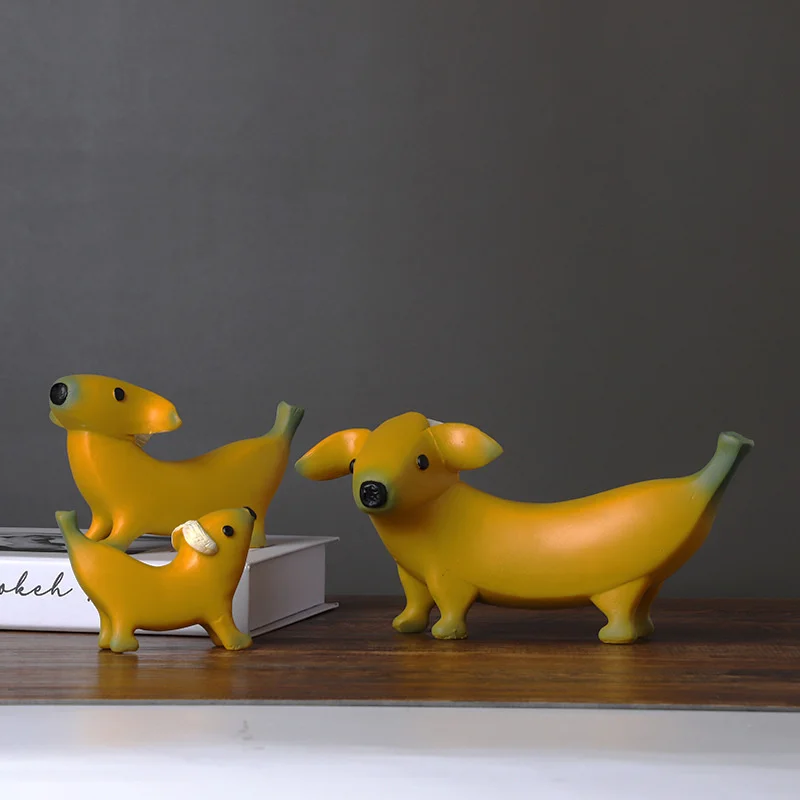 

3pcs/set Creative Banana Dog Large Resin Crafts Decoration Living Room Bedroom Study Entrance Decoration Decoration Gift