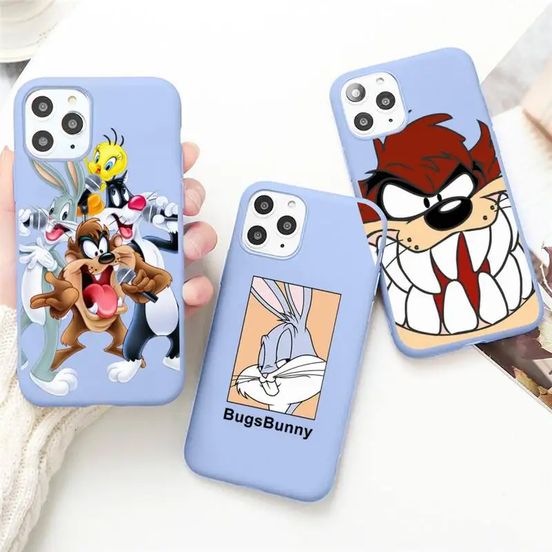 

Bugs Bunny TweetyBird Looney Tunes Phone Case for iPhone 13 12 mini 11 Pro Max X XR XS 8 7 6s Plus Candy purple Silicone cover