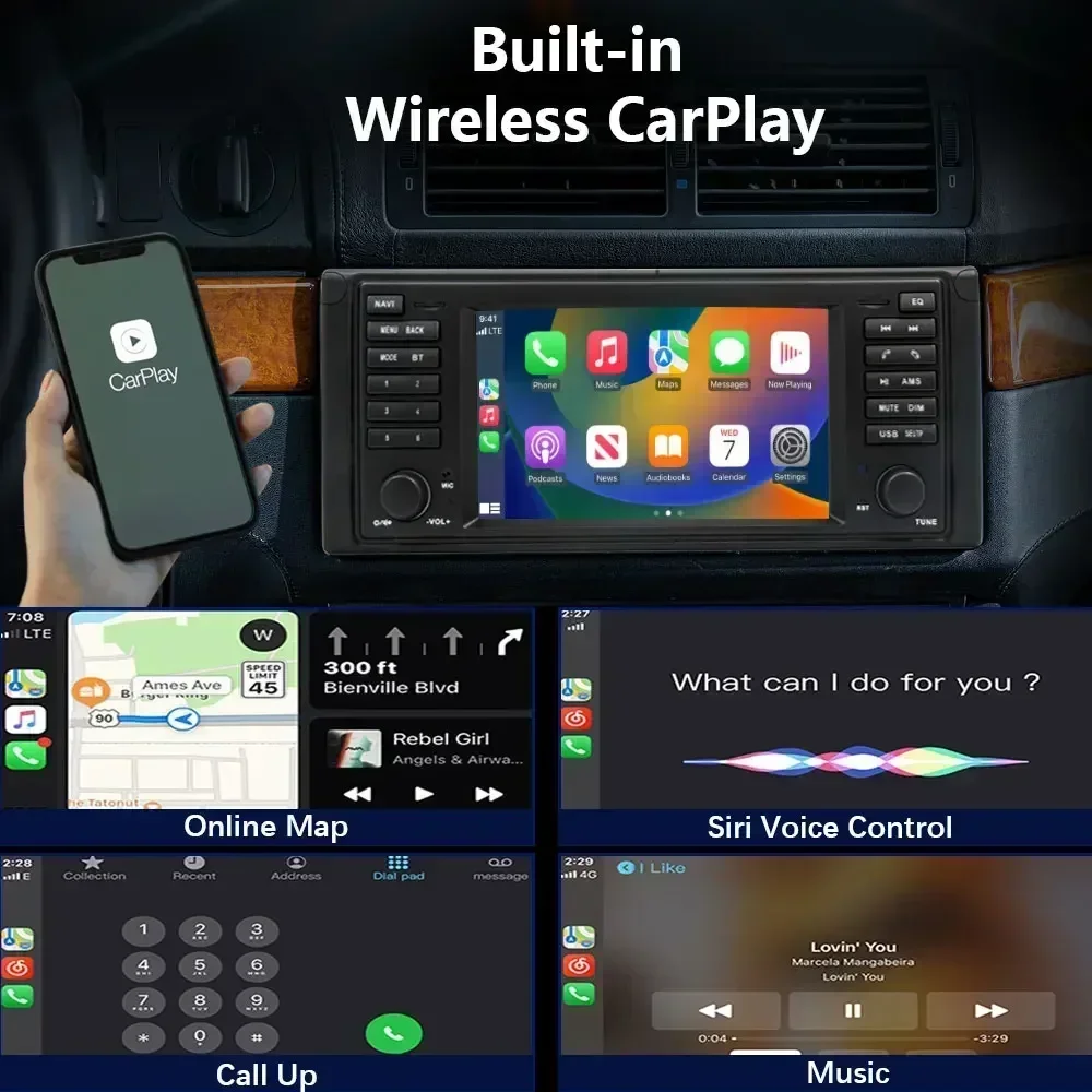 Автомобильный радиоприемник CHSTEK Android 13 Carplay для BMW X5 E53 E39 2000-2007 мультимедийная