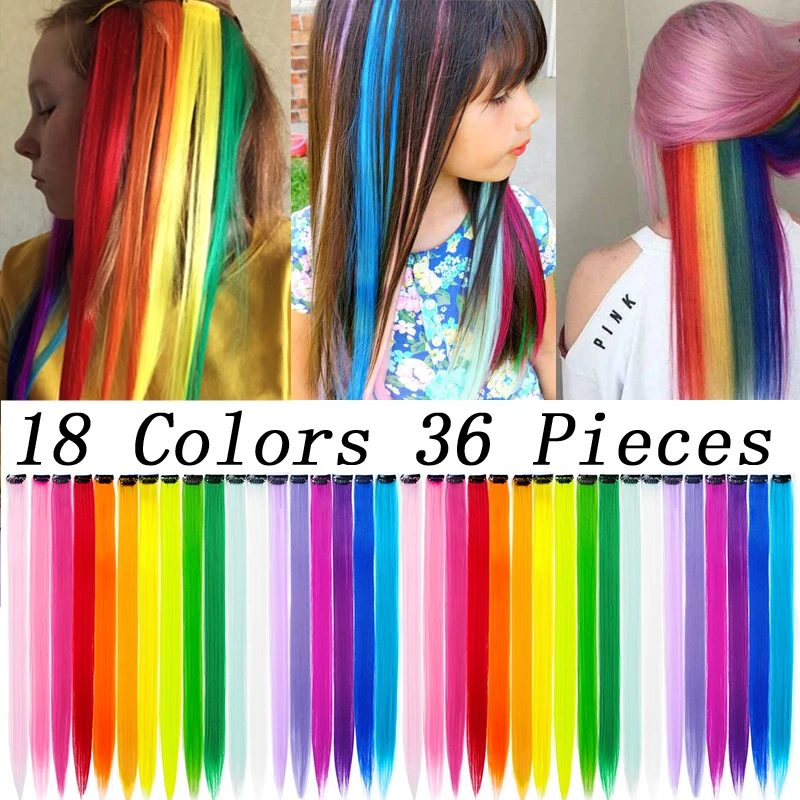 Ful Hair Extensions Highlight Fake Hairpiece For Girls Women