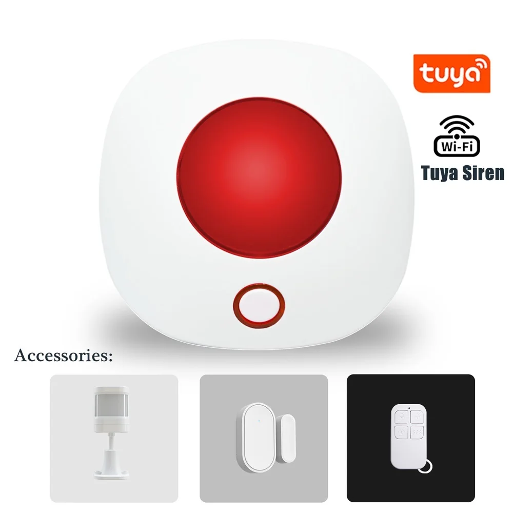 

2022 SN10+SN11 Tuya Wireless Siren 433MHz strobe siren Alarm Horn 110dB Light Siren For Home Security Burglar Alarm System