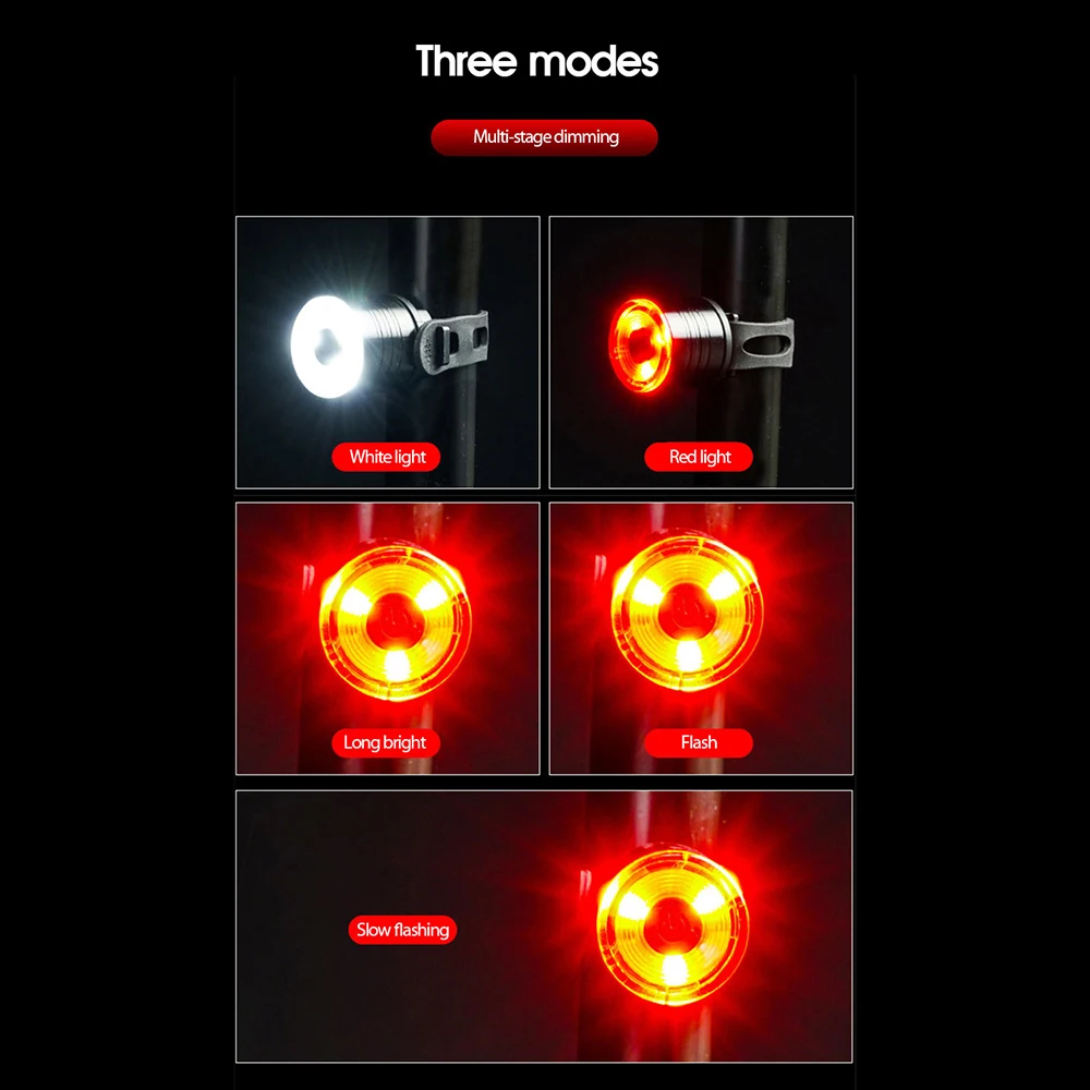 

LED Headlight Rear Light Bicycle Light Taillight Aluminum Alloy Helmet Night Riding Warning Mountain Bike Bicycle Accessories