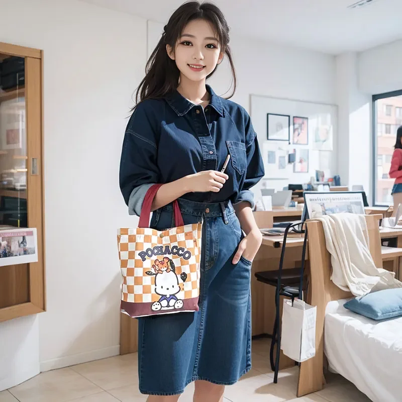 Sanrio Женская Холщовая Сумка Hellokitty Kuromi Cinnamoroll Наплечная высокая стоимость