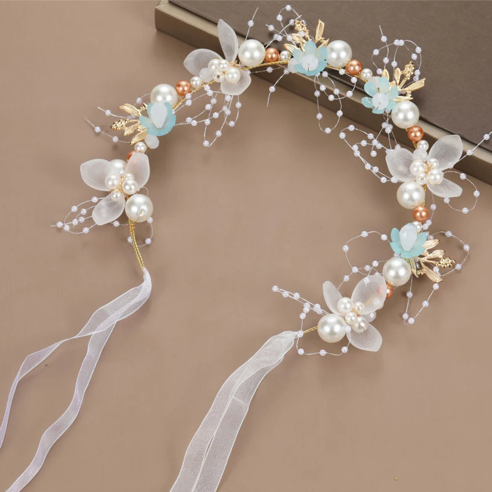 

Pearls Headbands For Women Girls Bride Wedding Hairbands White Flower And Crowns Korean Fashion Headdress Hair Jewelry 2023 New