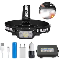 c2 camping led sensor headlamp 18650 or 21700 battery head flashlight waterproof rechargeable fishing running hiking headlight