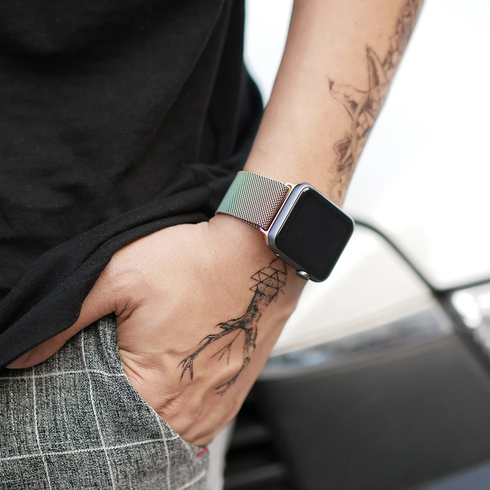 Металлический ремешок Milanes loop apple watch band 44 мм 45 41 42 40 38 магнитный браслет из