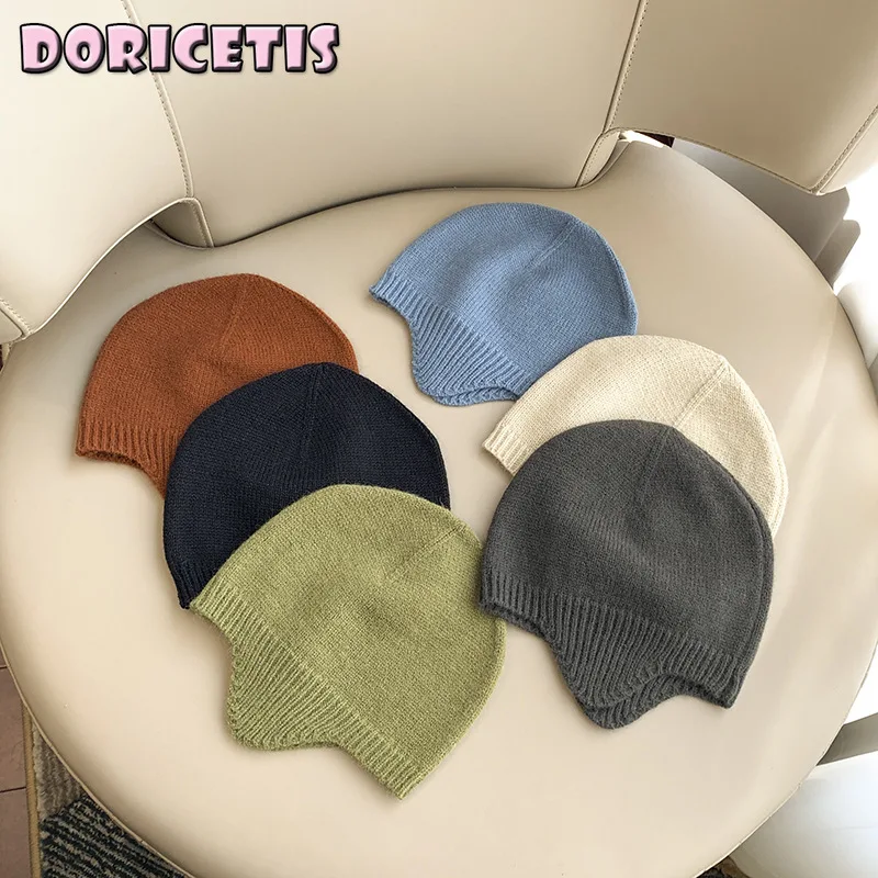 

Newborn Hat Solid Color Knitting Round Cap Children Spring Autumn Go Out Travel New Style Breathable Thin Section Windproof Hat