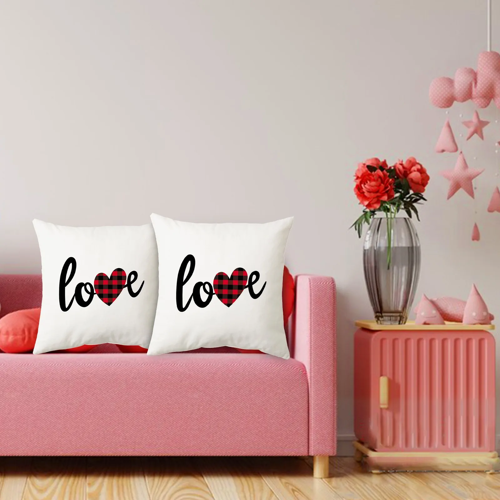 

Valentine's Day Throw Pillow Plaid Print Throw Pillow Cover Home Sofa Pillow Cushion Tufted Pillows Decorative Throw Pillows