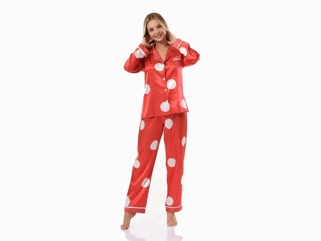 

Dot Pattern Satin Pajamas set 5626 Red