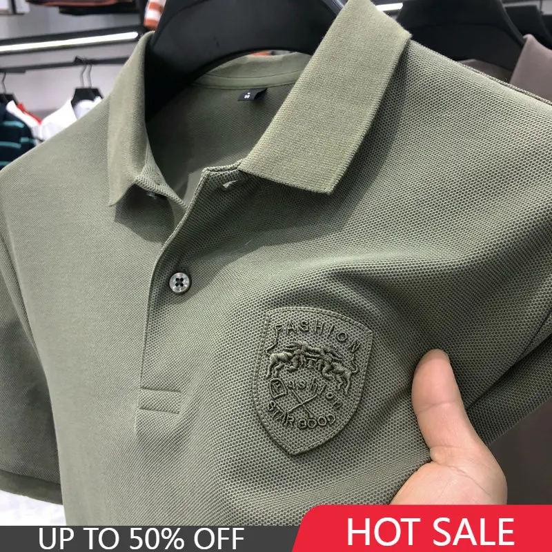 

New Embroidery Polo Shirts 100％ Cotton Summer Casual Lapel T-shirts Fashion Tops Luxury Men T Shirts Ropa Hombre Vetements Homme
