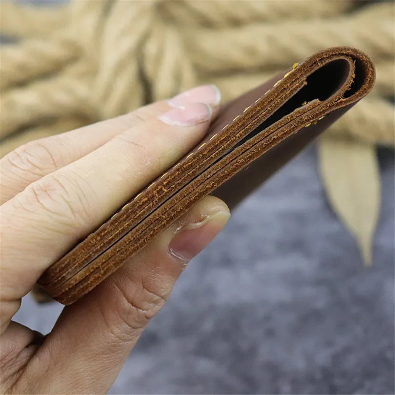 Simple vintage multi-card genuine leather men's  coin purse natural first layer cowhide short women's card holder wallet
