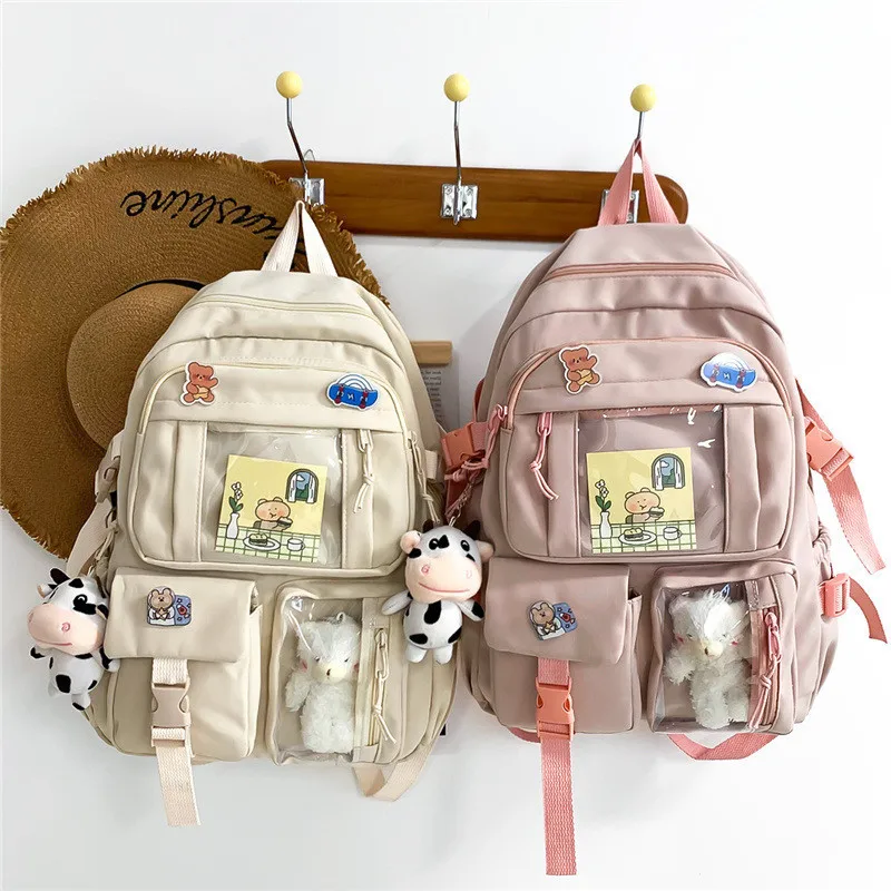 

2022 Cute Women Backpacks Waterproof Multi Pocket Nylon School Backpack Student Female Girls Kawaii Laptop Bags Bookbag Mochilas