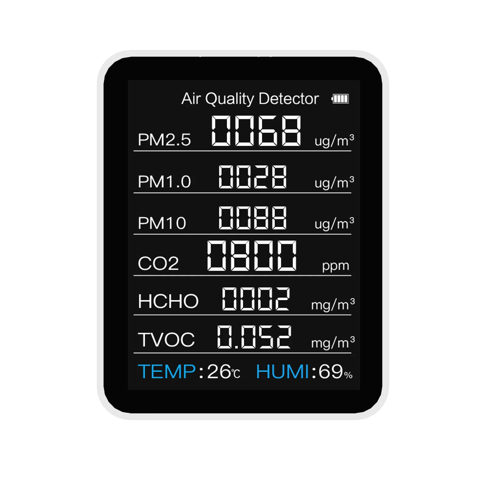 

New 8-in-1 Air Quality Monitor CO2 PM2.5 HCHO TVOC Temperature Humidity Monitor Home Air Quality Detector With Real Sensors
