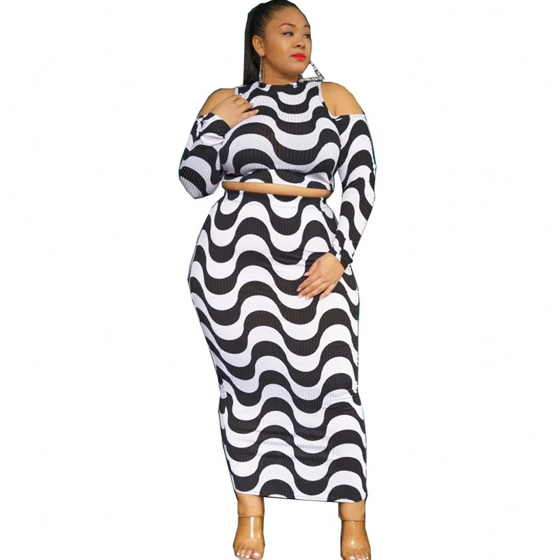 

Комплект из 2 предметов с юбкой, африканская одежда, ажурные укороченные топы, наряды, модный элегантный уличный стиль с принтом в полоску, с...