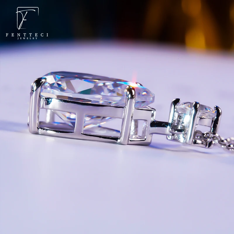 925 Sterling Silver Moissanite 9ct Dove Egg Simulation Diamond Water Drop Necklace Oval Pendant Female Banquet Fine Jewelry