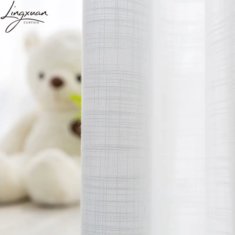 

White Solid Tulle Curtian For Living Room The Bedroom Japan Style Cotton Linen Sheer Voile Window Curtians Drapes Blinds Panels