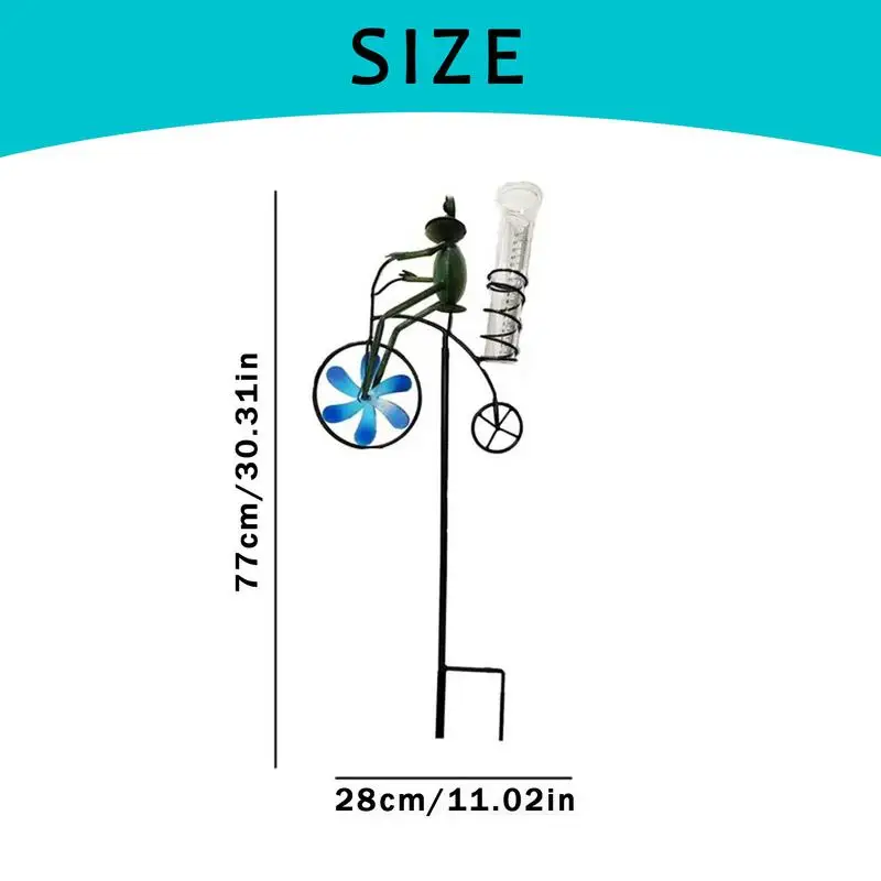 Лягушка Датчик дождя Лягушки на цикле Спиннер ветра Металлический
